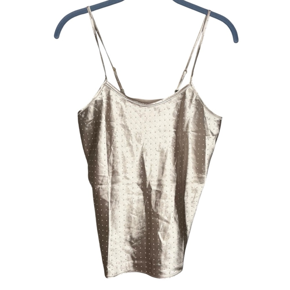 Flora Nikrooz Satin Camisole tank top champagne women’s size small polka dot